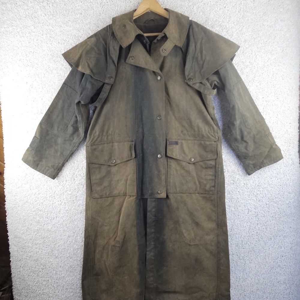 Vintage Outback Trading Co. Low Rider Duster Coat Waxed Oilskin Cotton Mens S